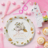 White Pumpkin Herbst Leaves Bird Erntedank Pappteller (Party)