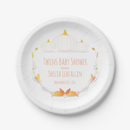 White Pumpkin Herbst Twins Baby Shower Paper Plate Pappteller