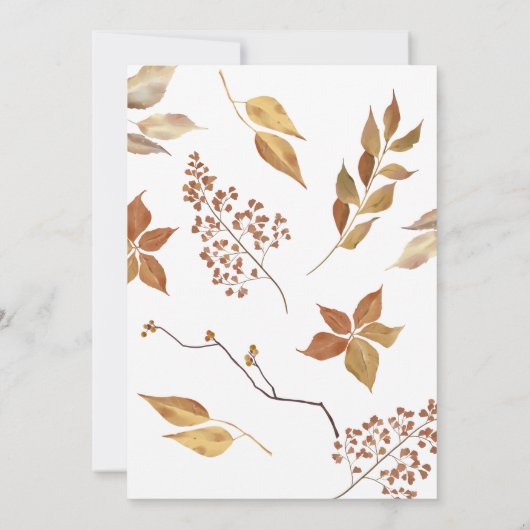 White Pumpkin Herbstlaubs Erntedank Einladung (Rückseite)