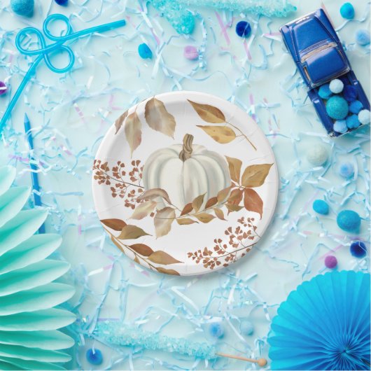 White Pumpkin Herbstlaubs Erntedank Pappteller (Party)