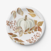 White Pumpkin Herbstlaubs Erntedank Pappteller (Vorderseite)