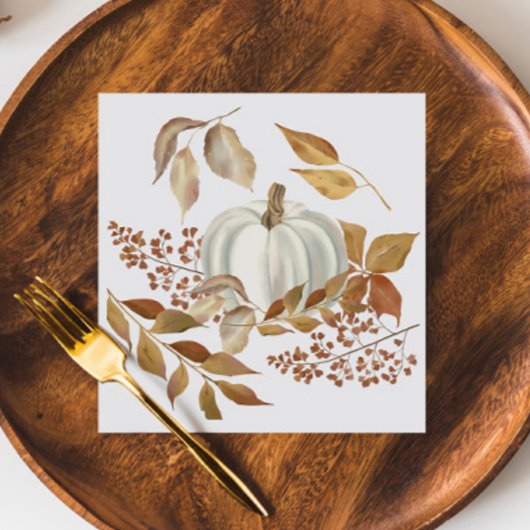 White Pumpkin Herbstlaubs Erntedank Serviette