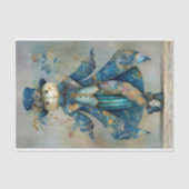 White Pumpkin in Blue Floral Coat DM9R Decoupage Seidenpapier (Vorderseite)