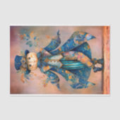 White Pumpkin in Blue Floral Coat DM9RF Decoupage Seidenpapier (Vorderseite)