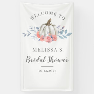 White Pumpkin Lilac Floral Brautparty Willkommen Banner