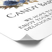 White Pumpkin Navy Blue Fall Floral Candy Bar Sign Poster (Ecke)