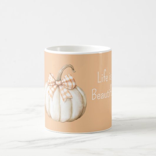 White Pumpkin Peach Orange Cream Bow Kaffeetasse (Mittel)