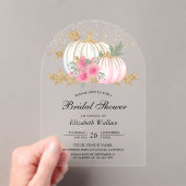 White Pumpkin Pink Floral Bridal Shower Acryleinladungen (Insitu (Handheld))