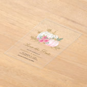 White Pumpkin Pink Floral Wedding Save the Date Acryleinladungen (Ablage )