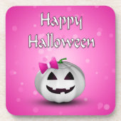 White Pumpkin Pink Girl Halloween Getränkeuntersetzer (Vorderseite)
