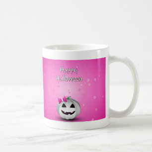 White Pumpkin Pink Girl Halloween Kaffeetasse