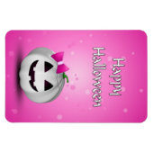 White Pumpkin Pink Girl Halloween Magnet (Horizontal)