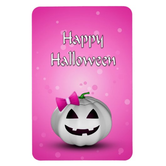 White Pumpkin Pink Girl Halloween Magnet (Vertikal)