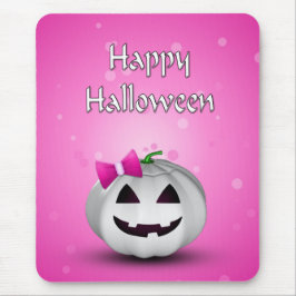 White Pumpkin Pink Girl Halloween Mousepad