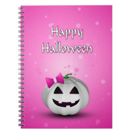 White Pumpkin Pink Girl Halloween Notizblock