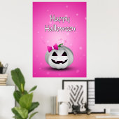 White Pumpkin Pink Girl Halloween Poster (Heimbüro)