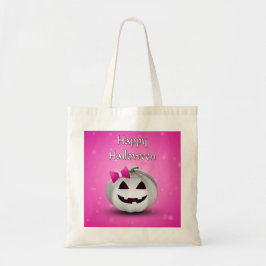 White Pumpkin Pink Girl Halloween Tragetasche