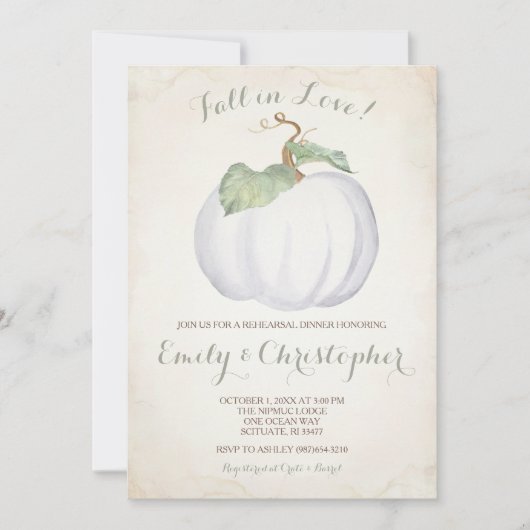 White Pumpkin Probe Dinner Einladung (Vorderseite)