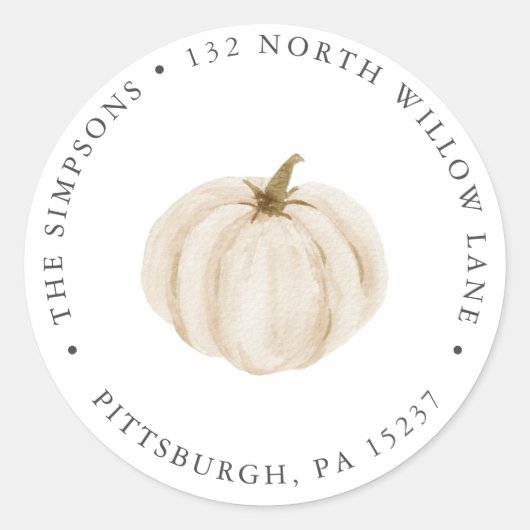 White Pumpkin-Rücksendeadresse Runder Aufkleber (Vorderseite)
