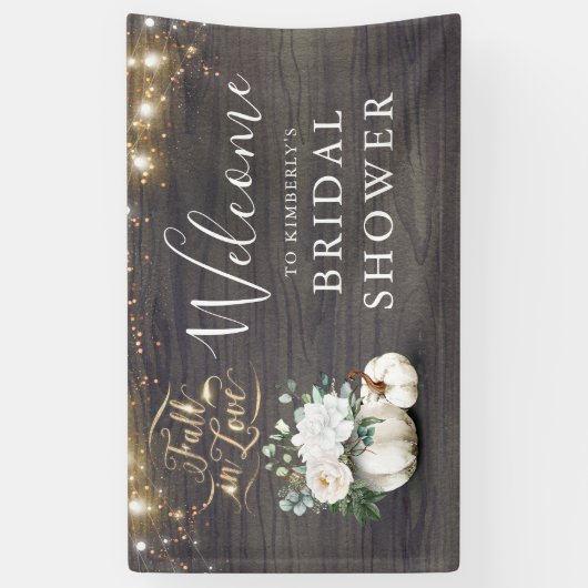 White Pumpkin Rustic Fall Brautparty Willkommen Banner (Vertikal)