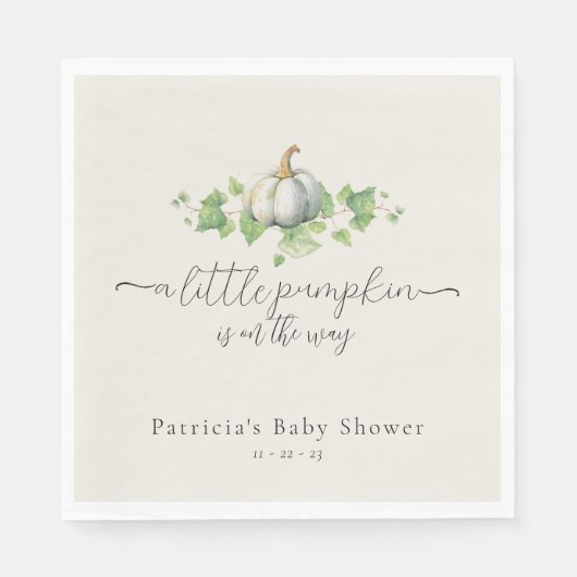 White Pumpkin Rustic Farmhouse Babydusche Napkins Serviette (Vorderseite)