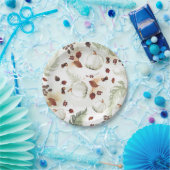 White Pumpkin Rustic Herbstlaubs Pattern Pappteller (Party)