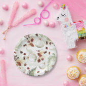 White Pumpkin Rustic Herbstlaubs Pattern Pappteller (Party)