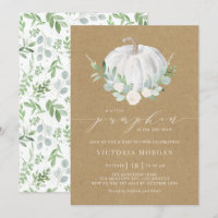 White Pumpkin Rustic Kraft Paper Fall Baby Dusche
