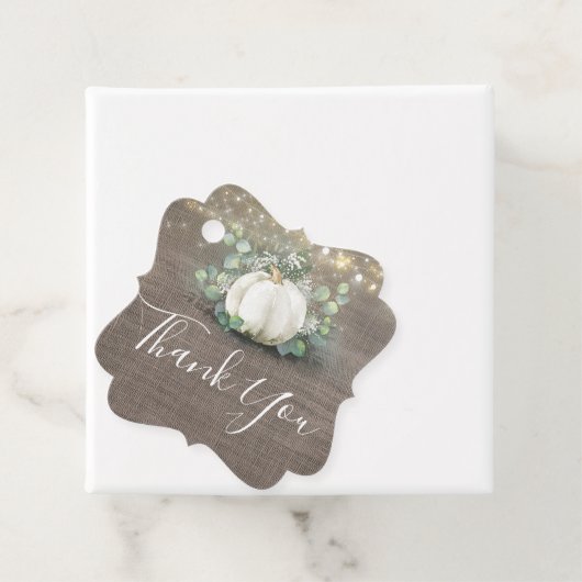 White Pumpkin Rustic Wedding Geschenkanhänger (Beispiel)