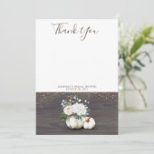 White Pumpkin Rustic Wood Vielen Dank Dankeskarte (Stehend Vorderseite)