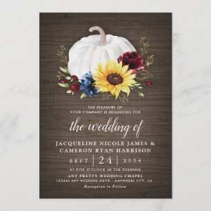 White Pumpkin Sonnenblume Rose Gold Hochzeit im He Einladung