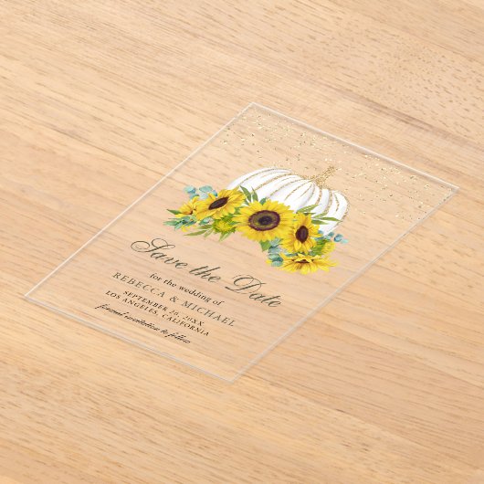 White Pumpkin Sonnenblumen Hochzeit retten das Dat Acryleinladungen (Ablage )