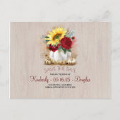 White Pumpkin Sonnenblumen Vase Fall Save the Date Ankündigungspostkarte (Vorderseite)