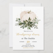 White Pumpkin Thanksgiving Dinner Party Einladung (Vorderseite)