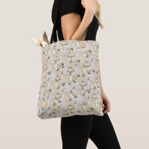 White Pumpkin Tote Bag Fall Harvest Halloween Tasche