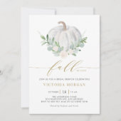 White Pumpkin und Greenery Fall Bridal Brunch Einladung (Vorderseite)