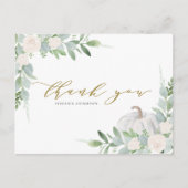 White Pumpkin und Greenery Herbst Vielen Dank Postkarte (Vorderseite)