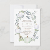 WHITE PUMPKIN und Grünpflanzen BABY Dusche Einladung (Vorderseite)