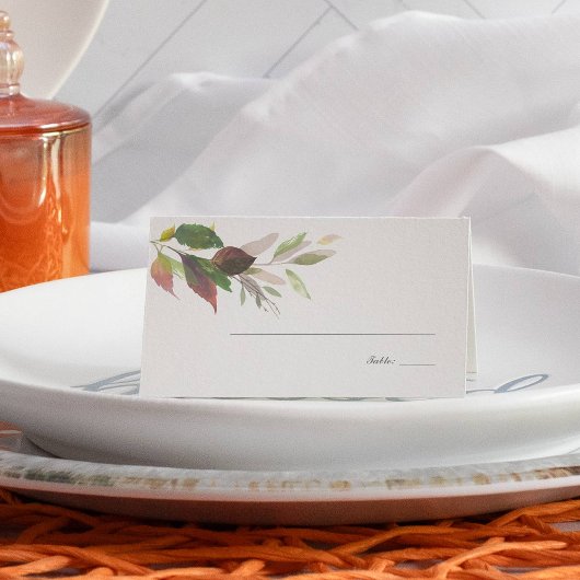 White Pumpkin und Marsala Wedding Fall Foliage Platzkarte