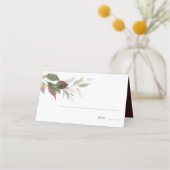 White Pumpkin und Marsala Wedding Fall Foliage Platzkarte (Vorderseite)