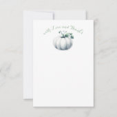 White Pumpkin Vielen Dank - Fall Baby Dusche Mitteilungskarte (Vorderseite)