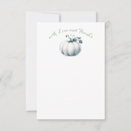 White Pumpkin Vielen Dank - Fall Baby Dusche Mitteilungskarte (Vorderseite)