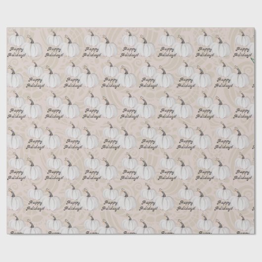 White Pumpkin Watercolor Art Pattern Geschenkpapier (Flach)