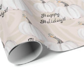 White Pumpkin Watercolor Art Pattern Geschenkpapier (Rolleneckpunkt)