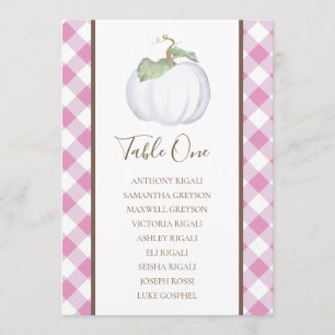 White Pumpkin Wedding Chart, Tischplan Einladung