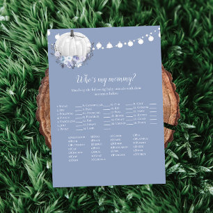 White Pumpkin Who is My Mommy Baby Shower Game Einladung