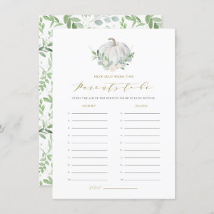 White Pumpkin Wie alt waren die Eltern Spielkarte Begleitkarte