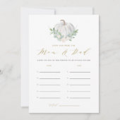 White Pumpkin Wie alt waren Mama und Vater-Spiel Einladung (Vorderseite)