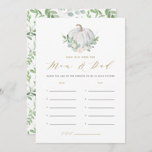 White Pumpkin Wie alt waren Mama und Vater-Spiel Einladung (Vorne/Hinten)