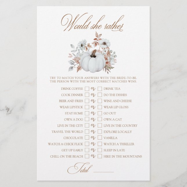 White Pumpkin würde sie eher Brautparty Game (Vorderseite)